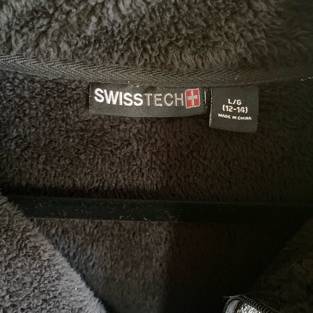 Swiss Tech Women’s Jacket 12/14 Knit Fleece Lined Full Zip Pockets Gray Black - Picture 4 of 8